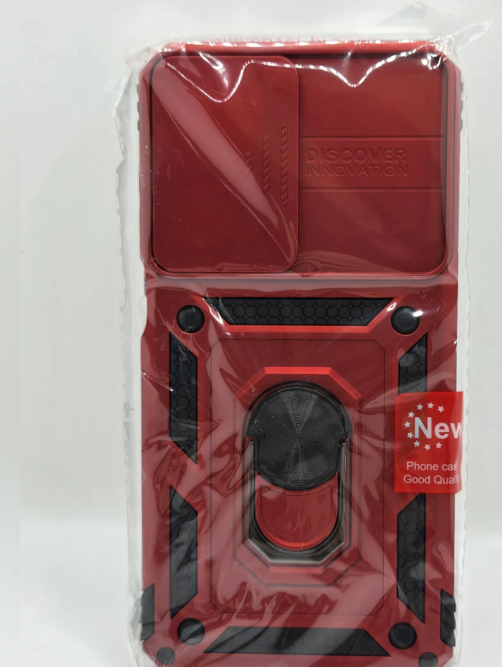 Rugged Phone Case A15 Sliding Camera Cover Ring Stand Shockproof Heavy Duty Red‎